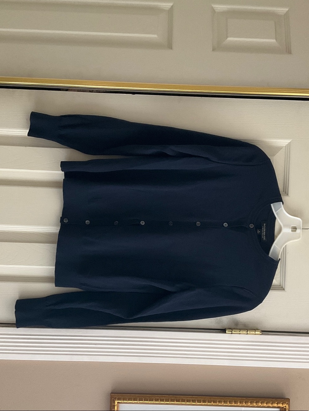 Banana Republic Navy Button-Front Crewneck Cardigan